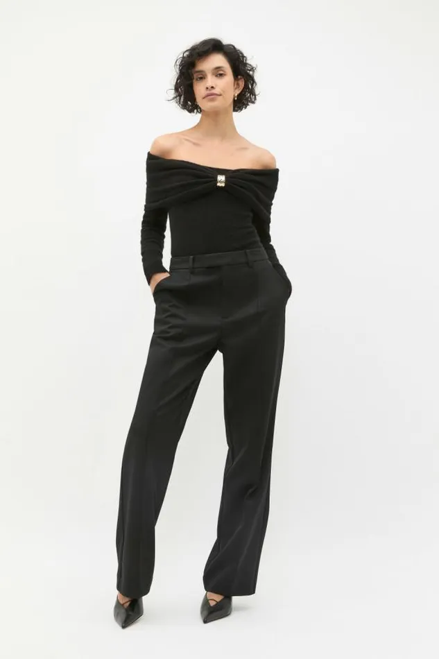 Women TShirts and Tops Seed Heritage Lofty Twist Off Shoulder Knit Black