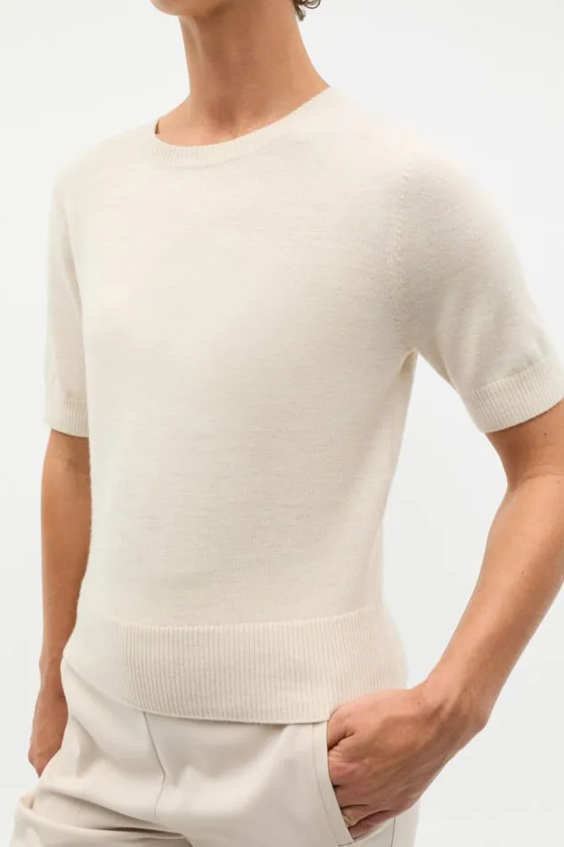 Women TShirts and Tops Seed Heritage Merino Wool Crew Neck Tee Oat Marle