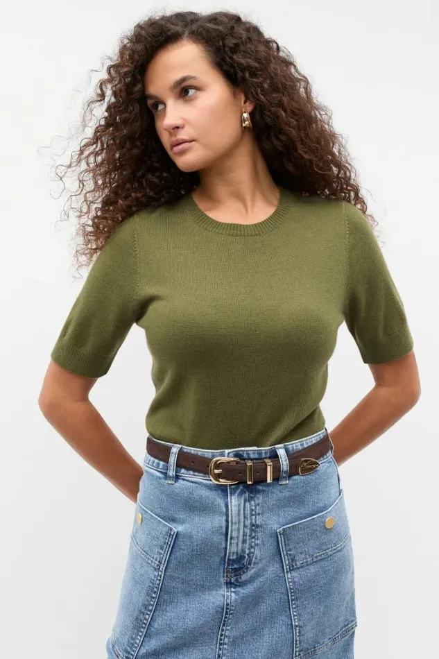 Women TShirts and Tops Seed Heritage Merino Wool Crew Neck Tee Rainforest