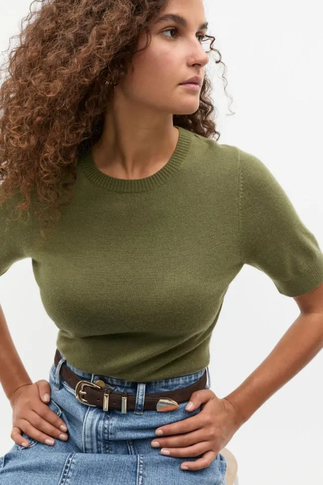 Women TShirts and Tops Seed Heritage Merino Wool Crew Neck Tee Rainforest