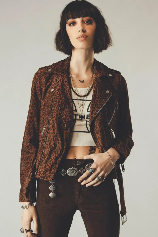 Women The Deuce Biker Jacket Leopard OTHER LEATHER JACKETS