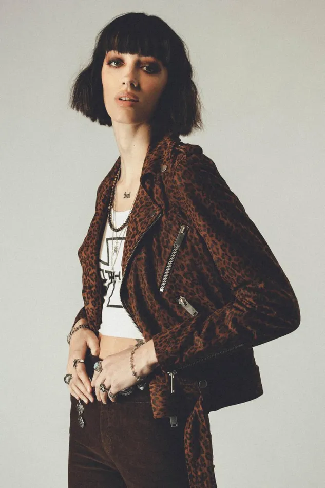 Women The Deuce Biker Jacket Leopard OTHER LEATHER JACKETS