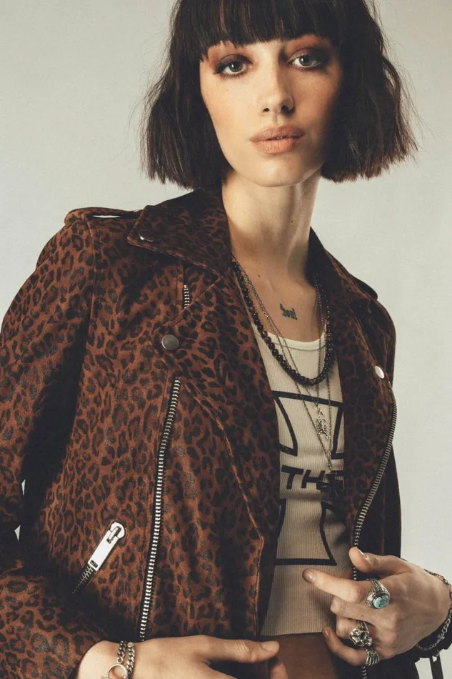 Women The Deuce Biker Jacket Leopard OTHER LEATHER JACKETS