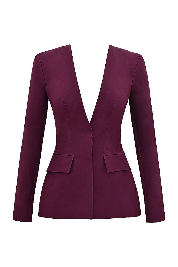Women Theodora Wine Deep V Blazer House Of CB Outerwear
