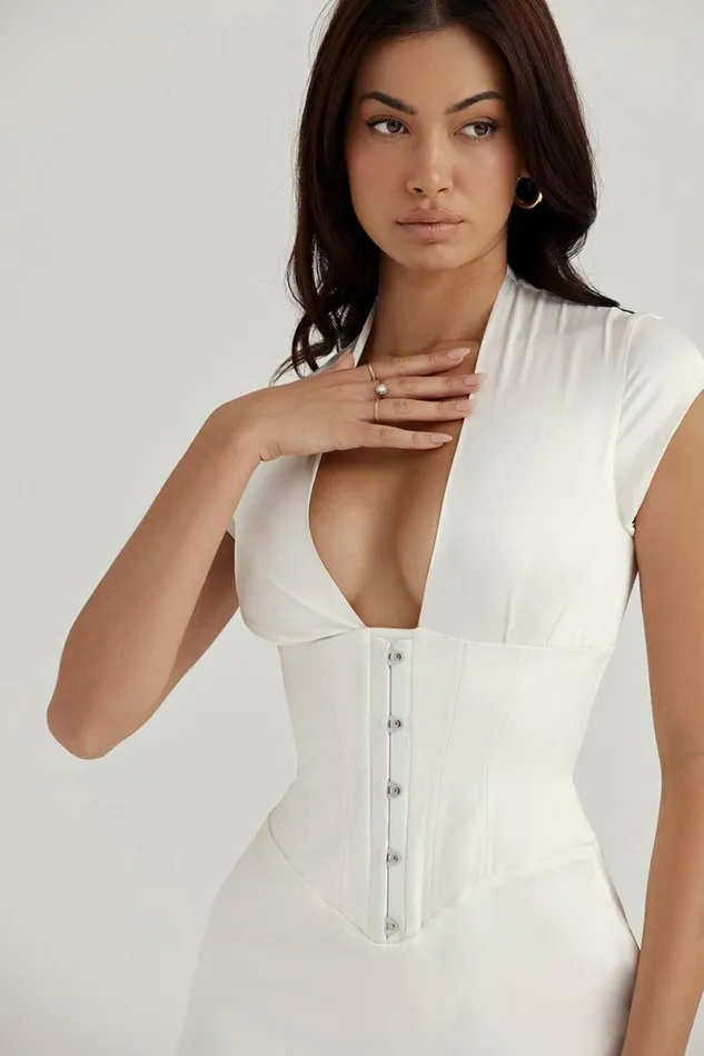 Women Tianna Ivory Ruffle Corset Dress House Of CB Dresses Women Tianna Ivory Ruffle Corset Dress House Of CB Dresses