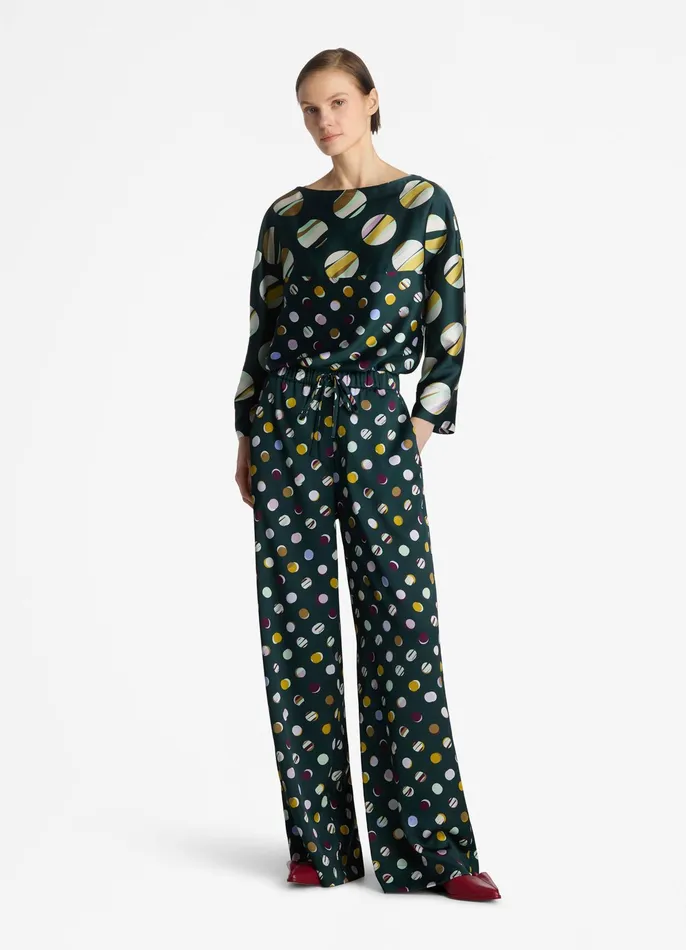 Women Tops and Shells St John Collage Dot Blouse Spruce Multi Women Tops and Shells St John Collage Dot Blouse Spruce Multi