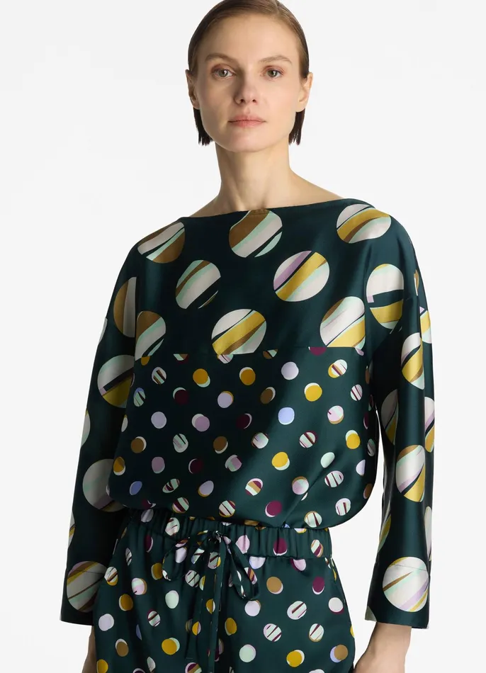 Women Tops and Shells St John Collage Dot Blouse Spruce Multi Women Tops and Shells St John Collage Dot Blouse Spruce Multi