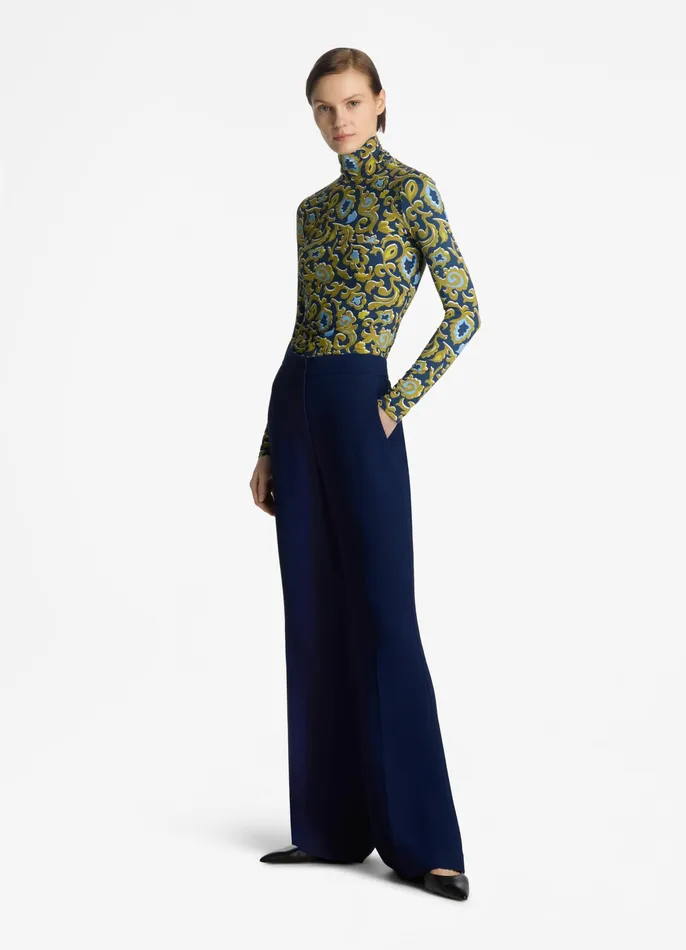 Women Tops and Shells St John Paisley Print Nuda Turtleneck Saddle Multi Women Tops and Shells St John Paisley Print Nuda Turtleneck Saddle Multi