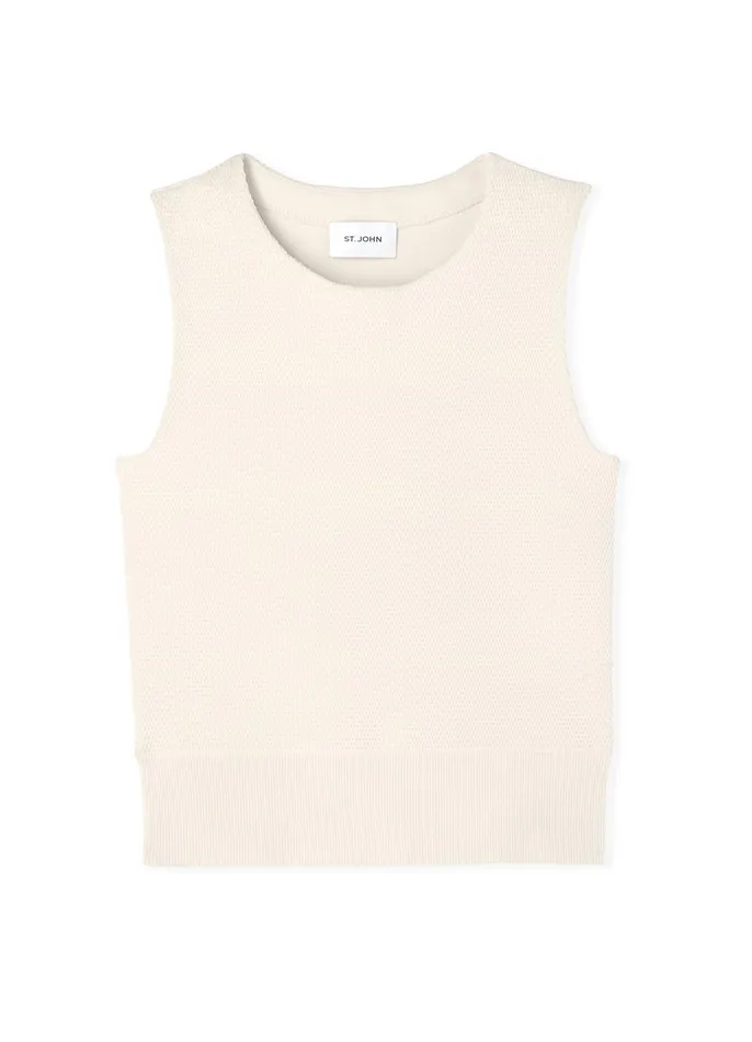 Women Tops and Shells St John Pique Knit Shell Black