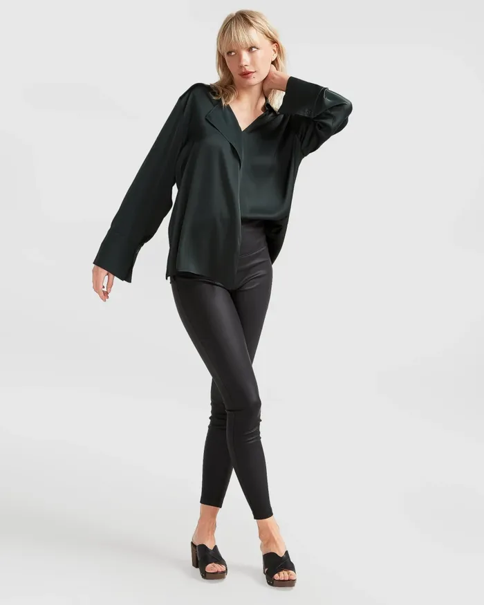 Women Tops Belle and Bloom Gemini Waterfall Shirt 8211 Dark Green