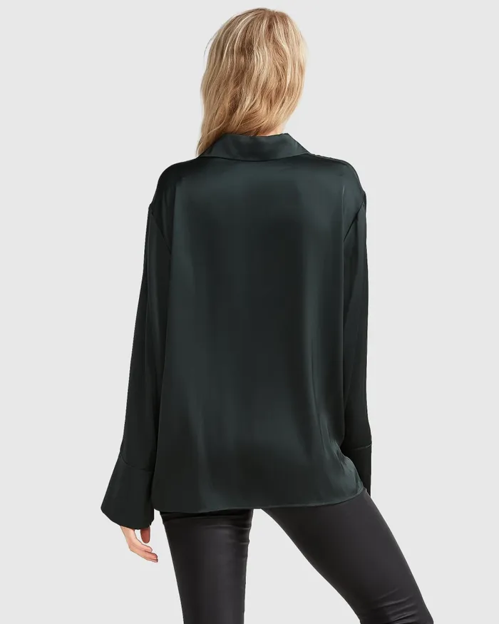 Women Tops Belle and Bloom Gemini Waterfall Shirt 8211 Dark Green