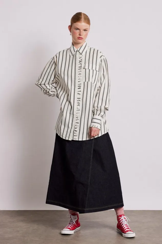 Women Tops Damson Madder Kylie Ruffle Shirt 8211 White Stripe
