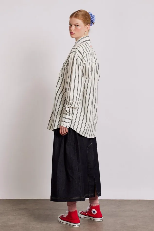 Women Tops Damson Madder Kylie Ruffle Shirt 8211 White Stripe