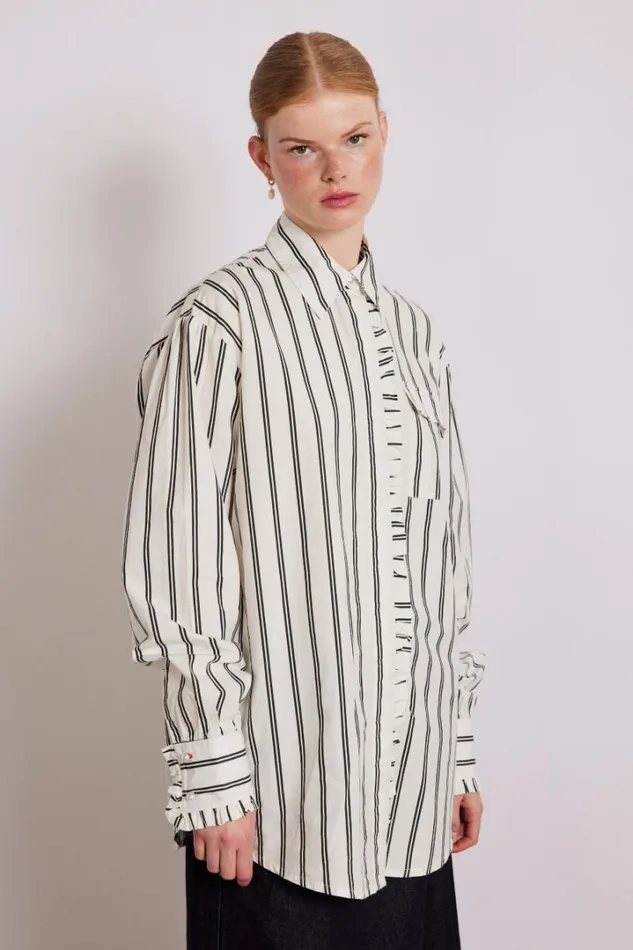 Women Tops Damson Madder Kylie Ruffle Shirt 8211 White Stripe