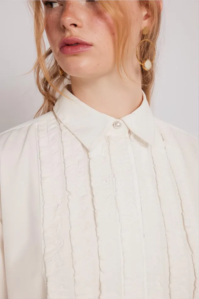 Women Tops Damson Madder Tuxedo Ruffle Shirt