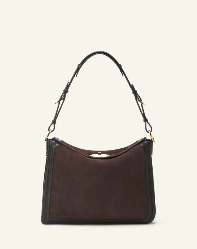Women Tote Bags and Top Handle Bags Lanvin Asymmetrical Suede Compagnon Bag Dark Mocha