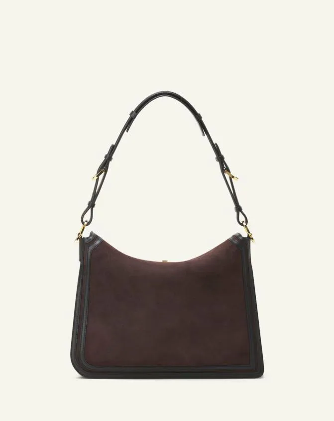 Women Tote Bags and Top Handle Bags Lanvin Asymmetrical Suede Compagnon Bag Dark Mocha