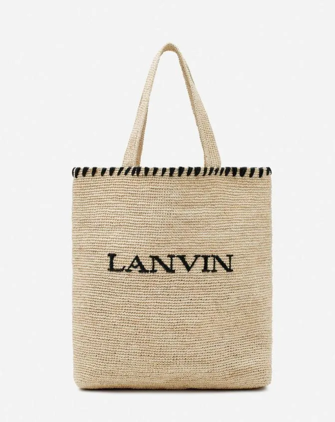 Women Tote Bags and Top Handle Bags Lanvin Raffia Tote Bag Naturalblack