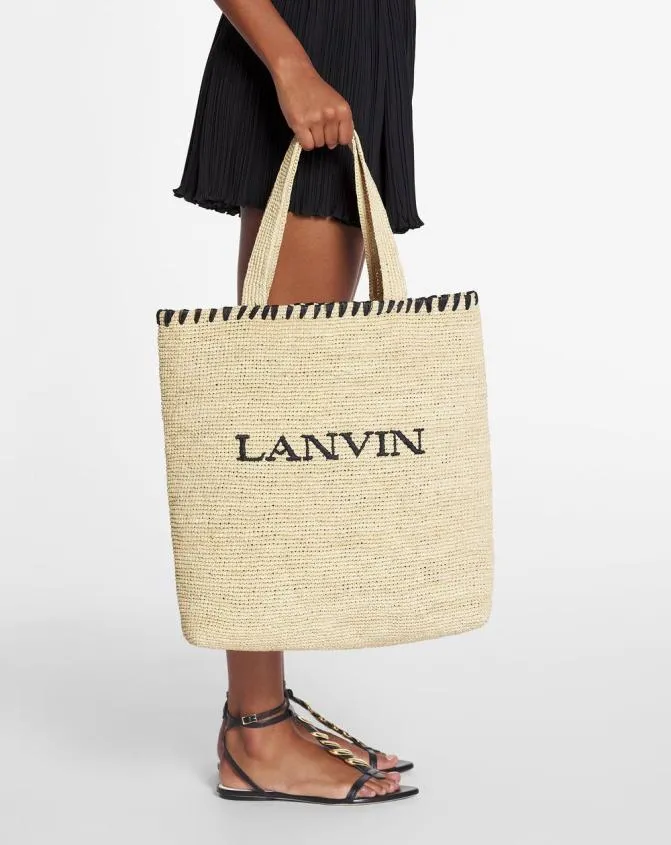 Women Tote Bags and Top Handle Bags Lanvin Raffia Tote Bag Naturalblack