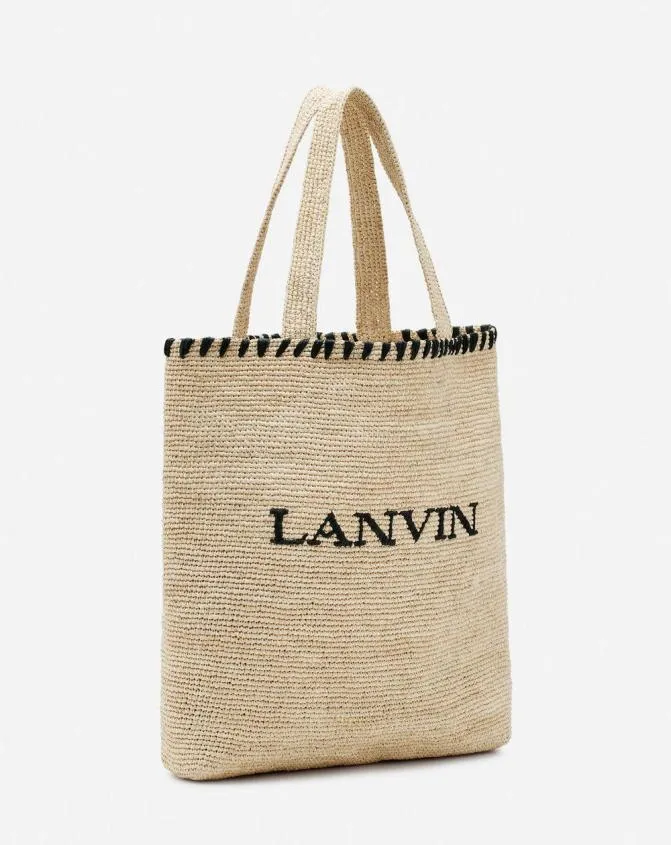 Women Tote Bags and Top Handle Bags Lanvin Raffia Tote Bag Naturalblack