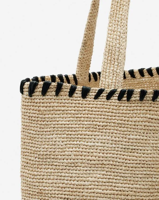 Women Tote Bags and Top Handle Bags Lanvin Raffia Tote Bag Naturalblack