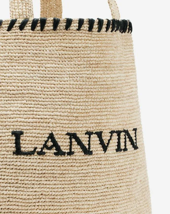 Women Tote Bags and Top Handle Bags Lanvin Raffia Tote Bag Naturalblack