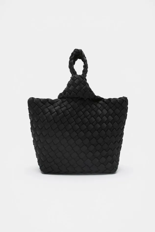 Women Tote Bags Seed Heritage Woven Textured Mini Tote Black