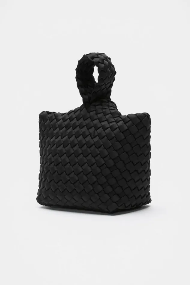 Women Tote Bags Seed Heritage Woven Textured Mini Tote Black
