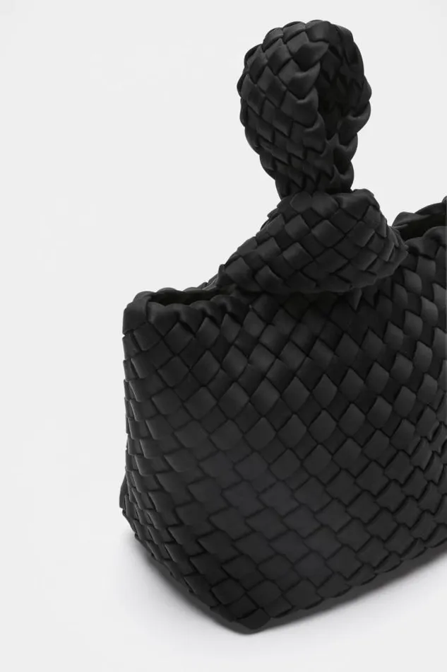 Women Tote Bags Seed Heritage Woven Textured Mini Tote Black