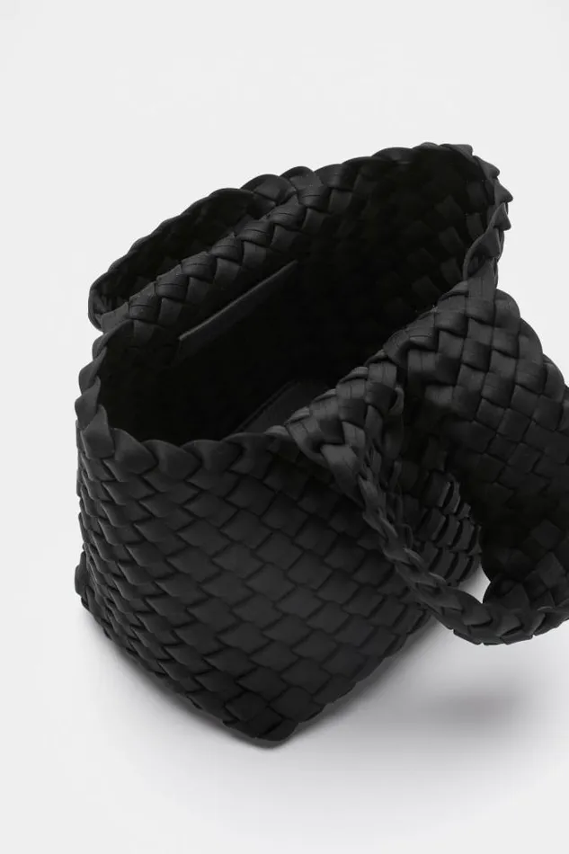 Women Tote Bags Seed Heritage Woven Textured Mini Tote Black