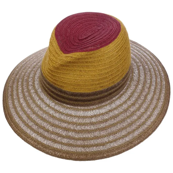 Women Tricolor Hemp Hat Brown Mayser Floppy Hats Women Tricolor Hemp Hat Brown Mayser Floppy Hats