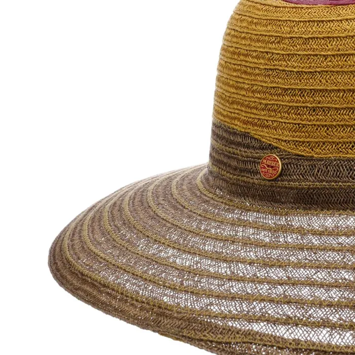 Women Tricolor Hemp Hat Brown Mayser Floppy Hats Women Tricolor Hemp Hat Brown Mayser Floppy Hats
