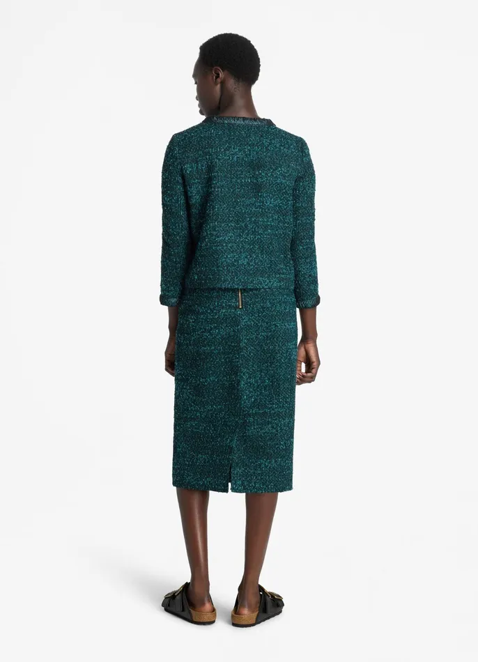 Women Tweed Jackets St John Textured Slub Tweed Jacket Dark Tealblack Multi Women Tweed Jackets St John Textured Slub Tweed Jacket Dark Tealblack Multi