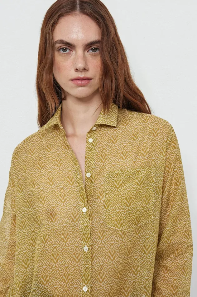 Women UMA 8211 Cotton Silk Shirt 8211 Mostarda Massimo Alba Shirts
