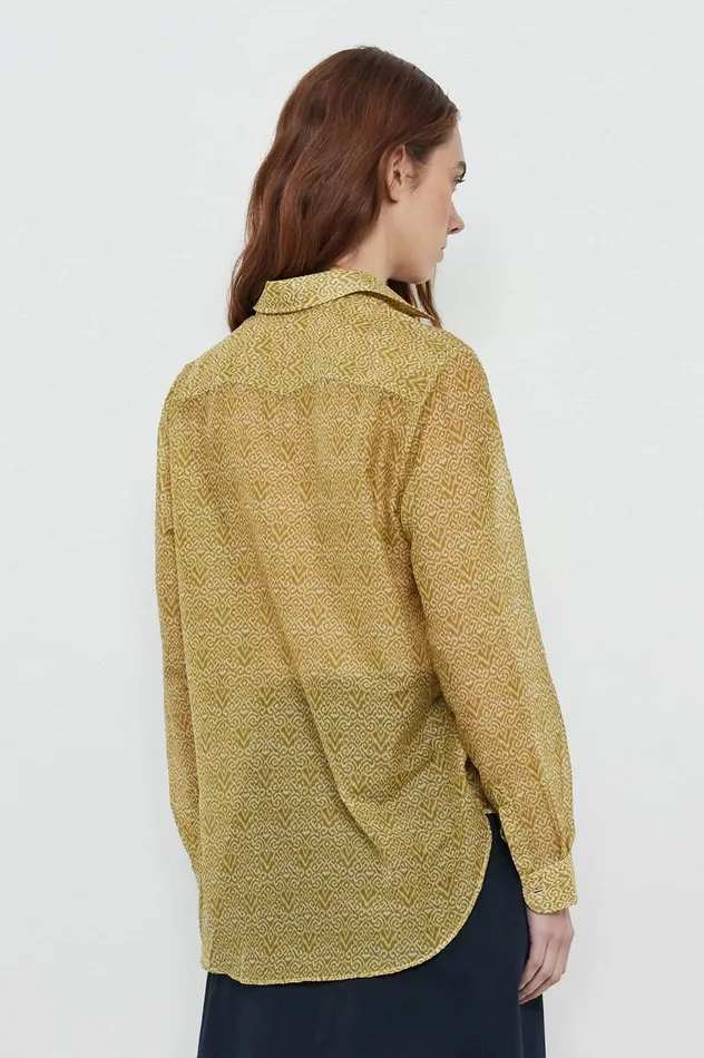 Women UMA 8211 Cotton Silk Shirt 8211 Mostarda Massimo Alba Shirts