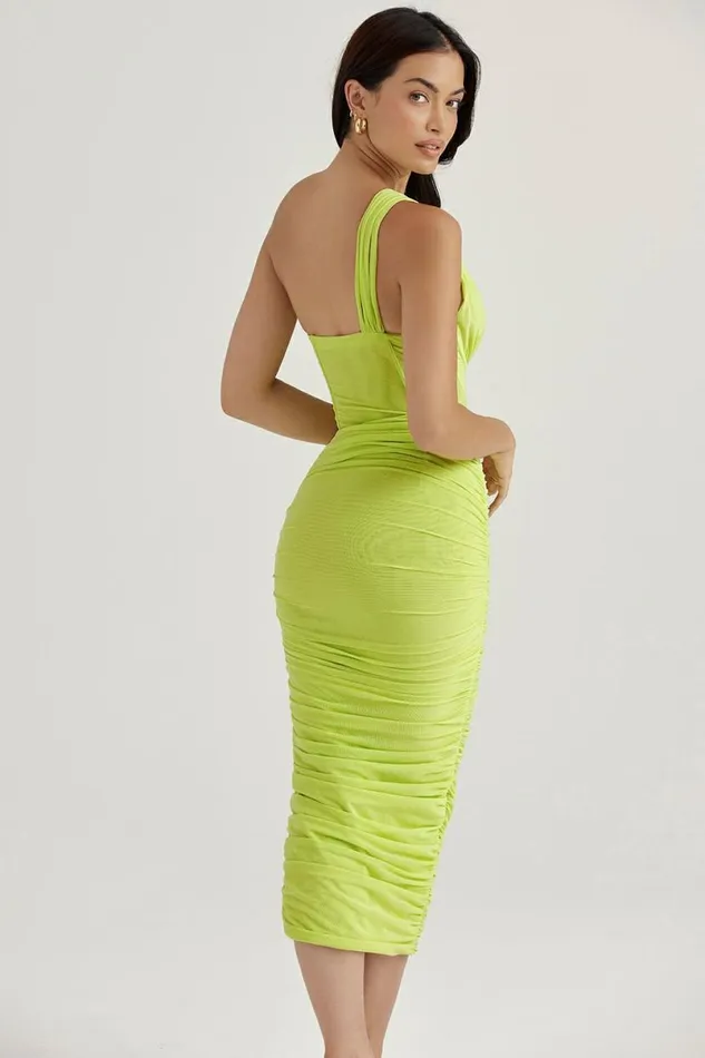 Women Valentina Lime Asymmetric Cutout Midi Dress House Of CB Dresses Women Valentina Lime Asymmetric Cutout Midi Dress House Of CB Dresses