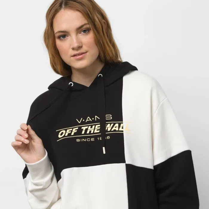 Women Vans Check Piece Oversized Hoodie Black Checkwork Hoodies and Jackets
