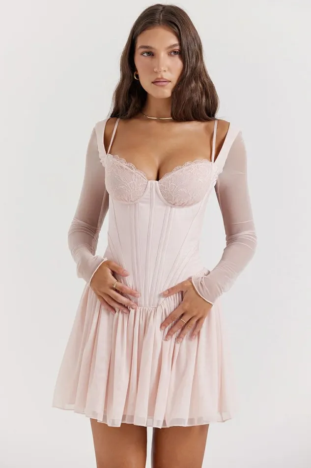 Women Vivi Soft Peach Corset Mini Dress House Of CB Dresses