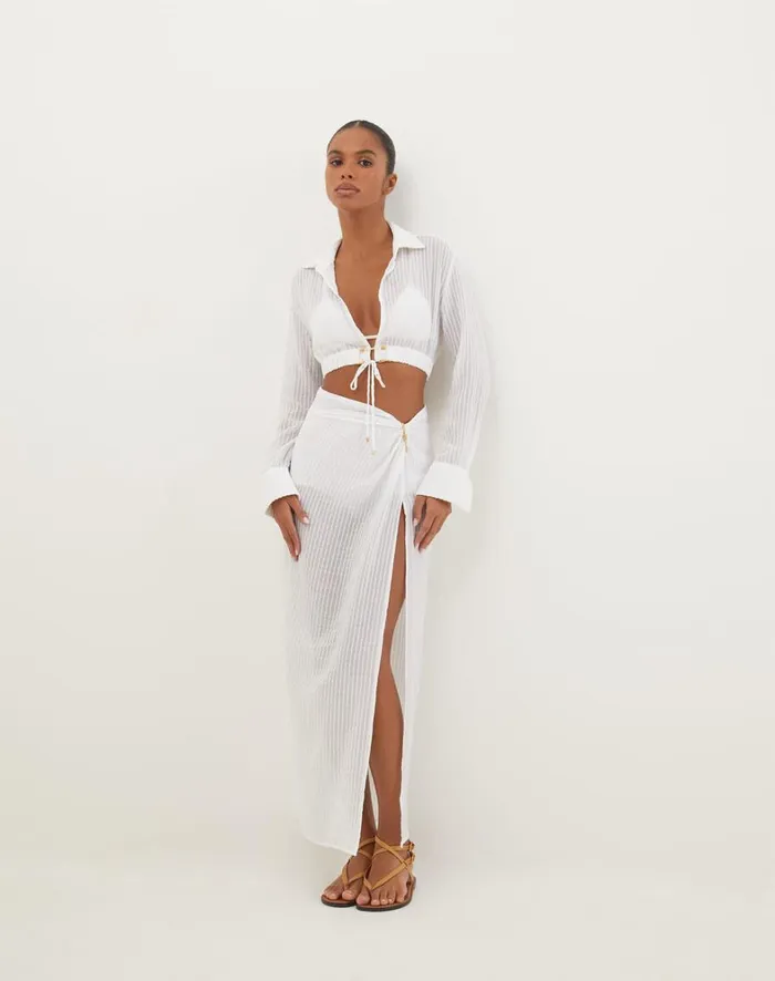 Women ViX Paula Hermanny Bottoms Eug Midi Skirt 8211 Off White