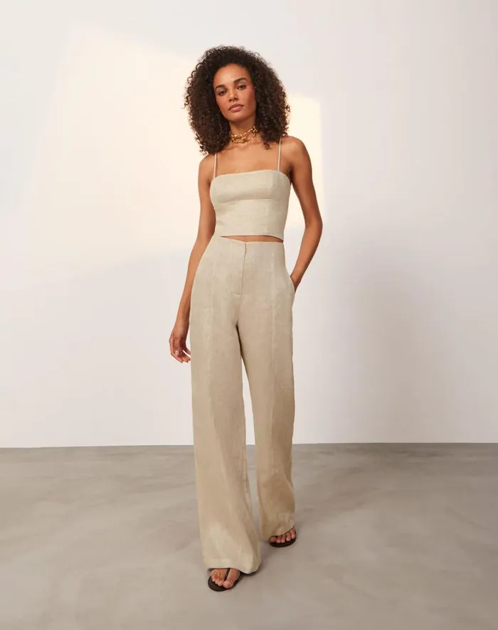 Women ViX Paula Hermanny Bottoms Whitney Tailored Pants 8211 Natural