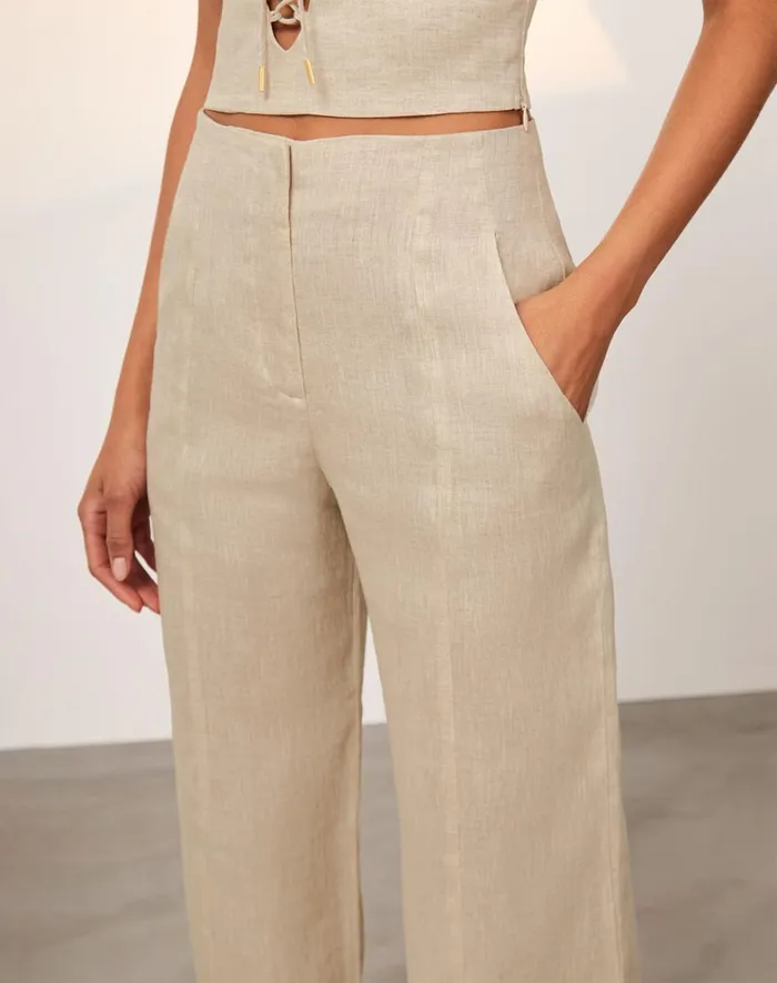 Women ViX Paula Hermanny Bottoms Whitney Tailored Pants 8211 Natural