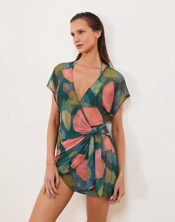 Women ViX Paula Hermanny Cover Ups Emily Short Cover Up 8211 Waterlily