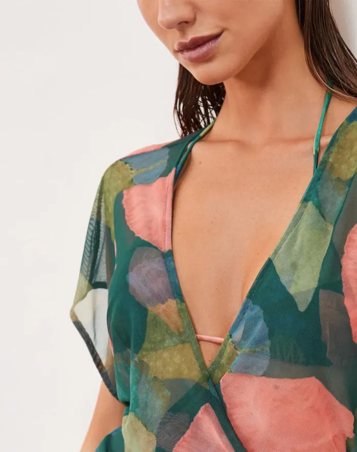 Women ViX Paula Hermanny Cover Ups Emily Short Cover Up 8211 Waterlily