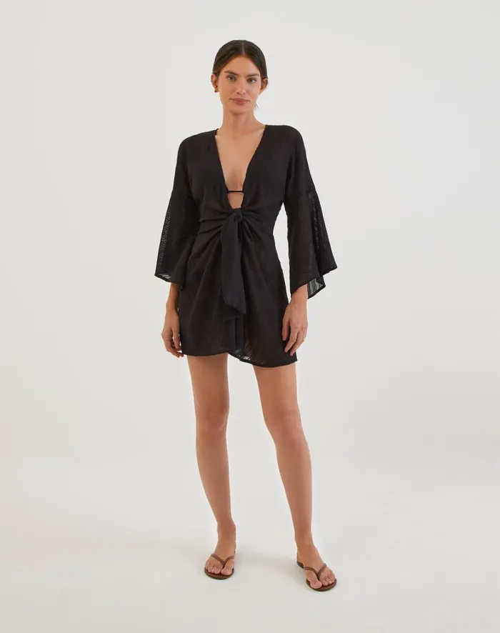 Women ViX Paula Hermanny Cover Ups Perola Short Caftan 8211 Black