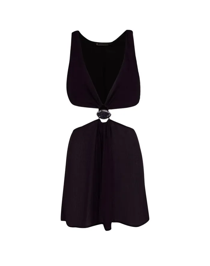 Women ViX Paula Hermanny Cover Ups Rita Detail Short Cover Up 8211 Black