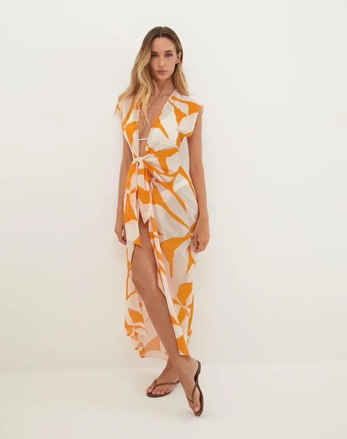 Women ViX Paula Hermanny Cover Ups Sasha Long Cover Up 8211 Bossa Sunset