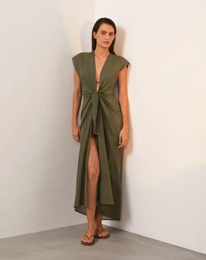 Women ViX Paula Hermanny Cover Ups Sasha Long Cover Up 8211 Evergreen