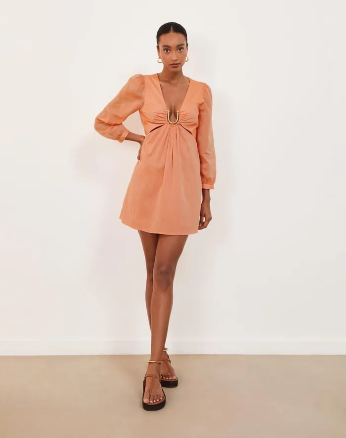 Women ViX Paula Hermanny Dresses Amelia Detail Short Dress 8211 Grapefruit