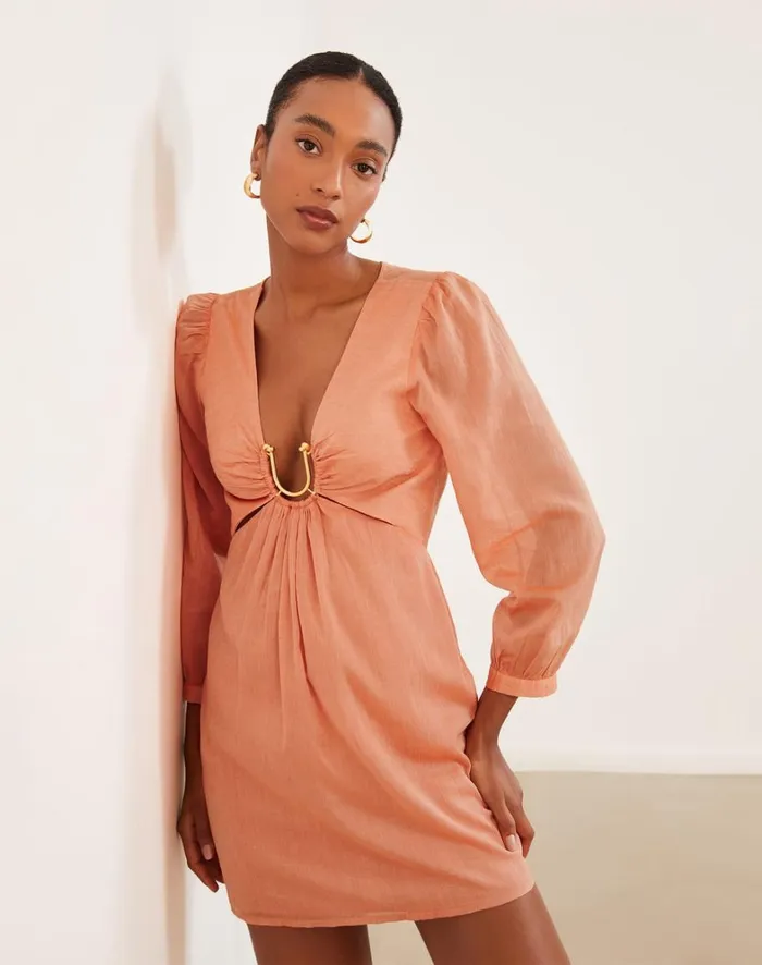 Women ViX Paula Hermanny Dresses Amelia Detail Short Dress 8211 Grapefruit