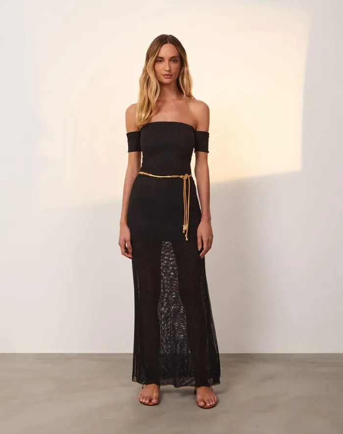 Women ViX Paula Hermanny Dresses Brine Detail Long Dress 8211 Black